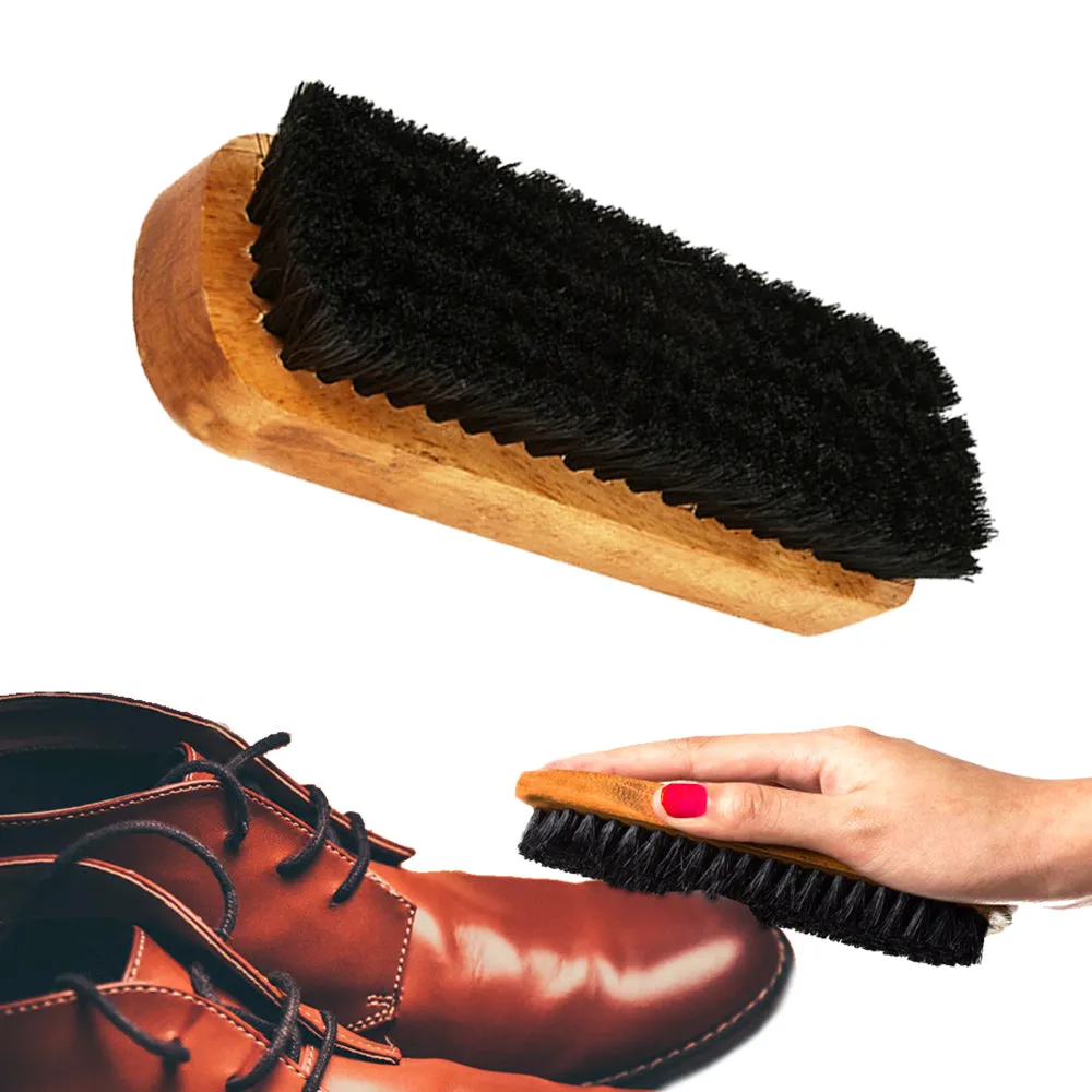 4X Leather Shoe Wax Polish Cream Shine Brush Applicator Kit Set Care Brown Black