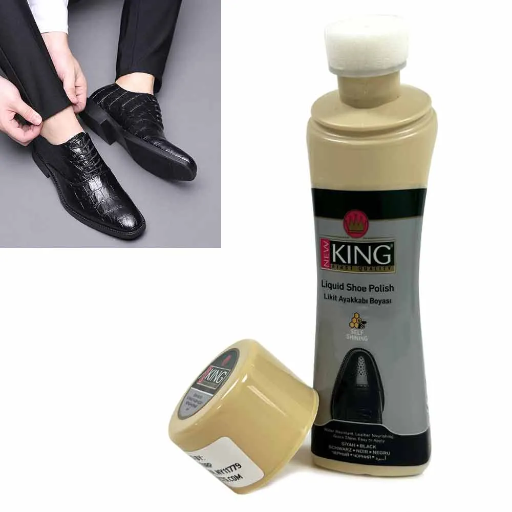 Black Liquid Shoe Polish Sponge Instant Shine Leather Boots Sponge Top 2.5oz