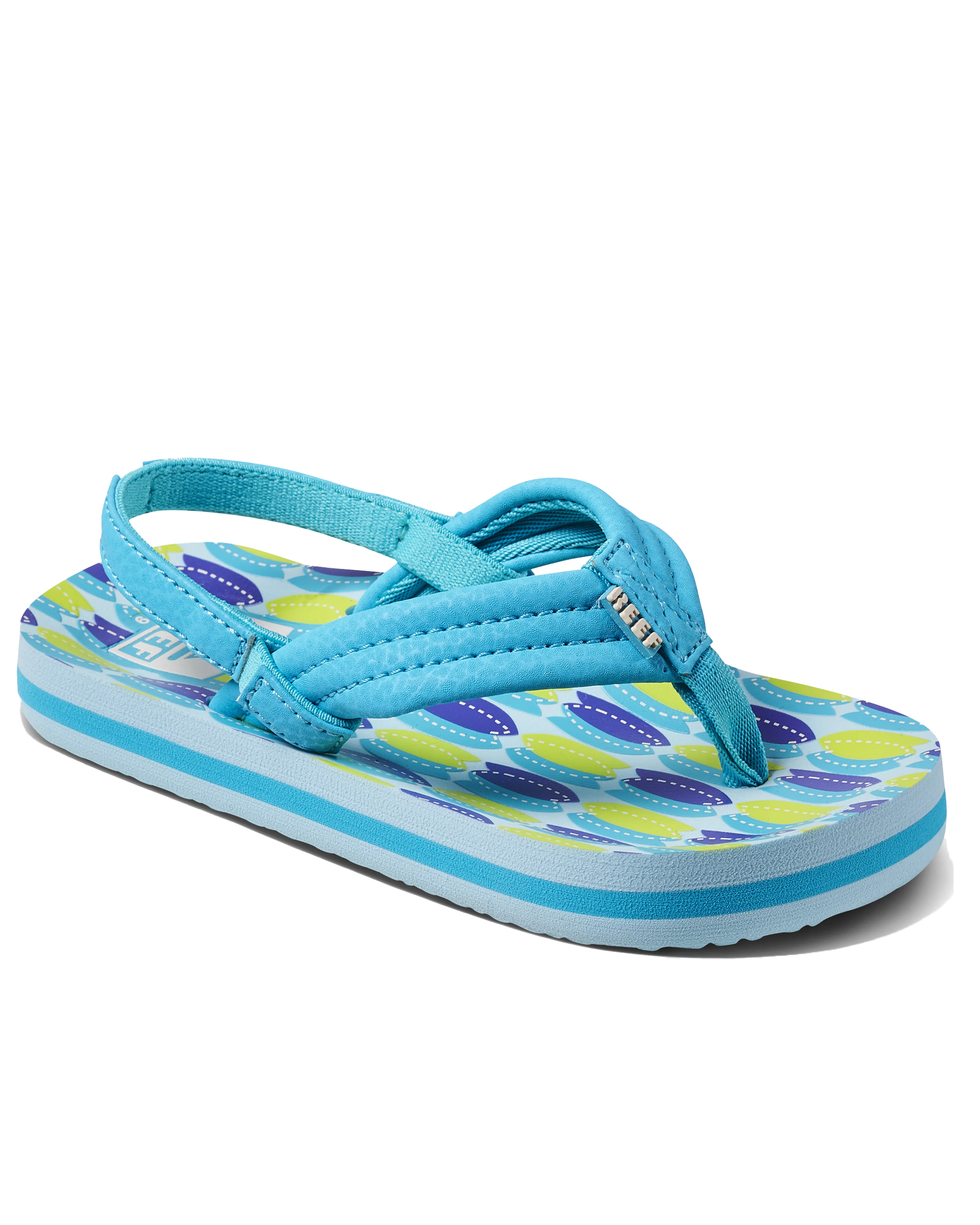 Boys Little Ahi Flip Flops in Blue Fish