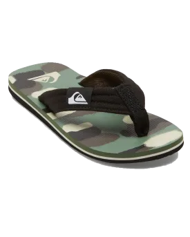 Boys Molokai Layback II Flip Flops in Black, Brown & Green