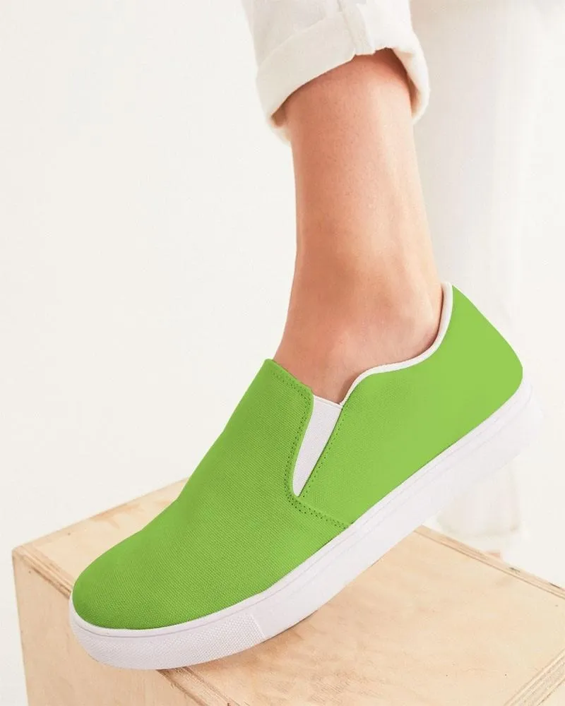 Bright Warm Green Slip-On Canvas Sneakers | Women's | Bright Pure Warm Green | C50M0Y100K0