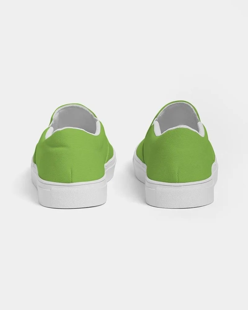 Bright Warm Green Slip-On Canvas Sneakers | Women's | Bright Pure Warm Green | C50M0Y100K0
