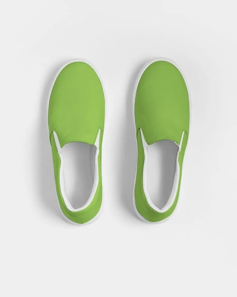 Bright Warm Green Slip-On Canvas Sneakers | Women's | Bright Pure Warm Green | C50M0Y100K0