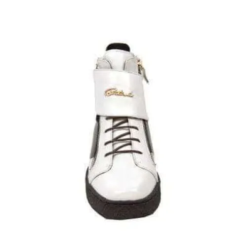 British Walkers Empire Men's White and Black Leather Crepe Sole High Tops