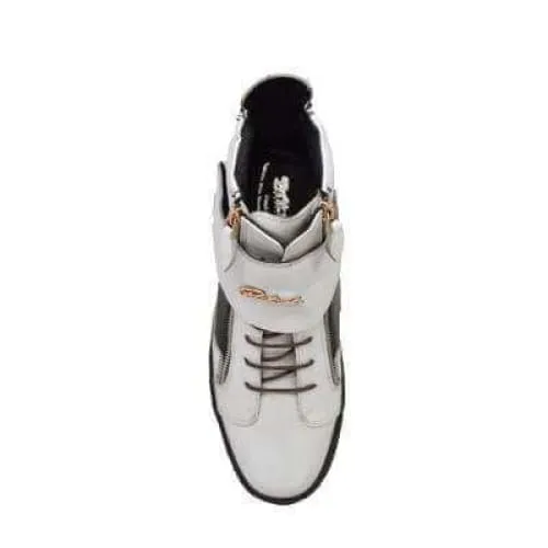 British Walkers Empire Men's White and Black Leather Crepe Sole High Tops