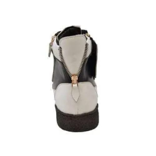 British Walkers Empire Men's White and Black Leather Crepe Sole High Tops