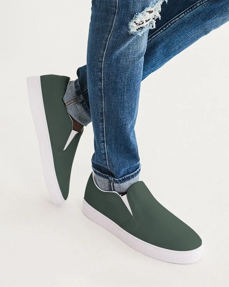 Dark Green Slip-On Canvas Sneakers | Men's | Dark Pale Pastel Green | C30M0Y30K80