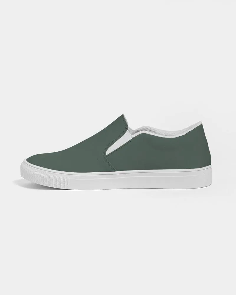 Dark Green Slip-On Canvas Sneakers | Men's | Dark Pale Pastel Green | C30M0Y30K80