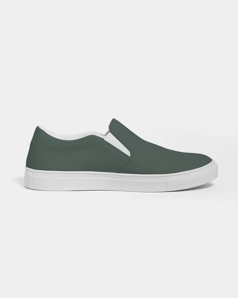 Dark Green Slip-On Canvas Sneakers | Men's | Dark Pale Pastel Green | C30M0Y30K80