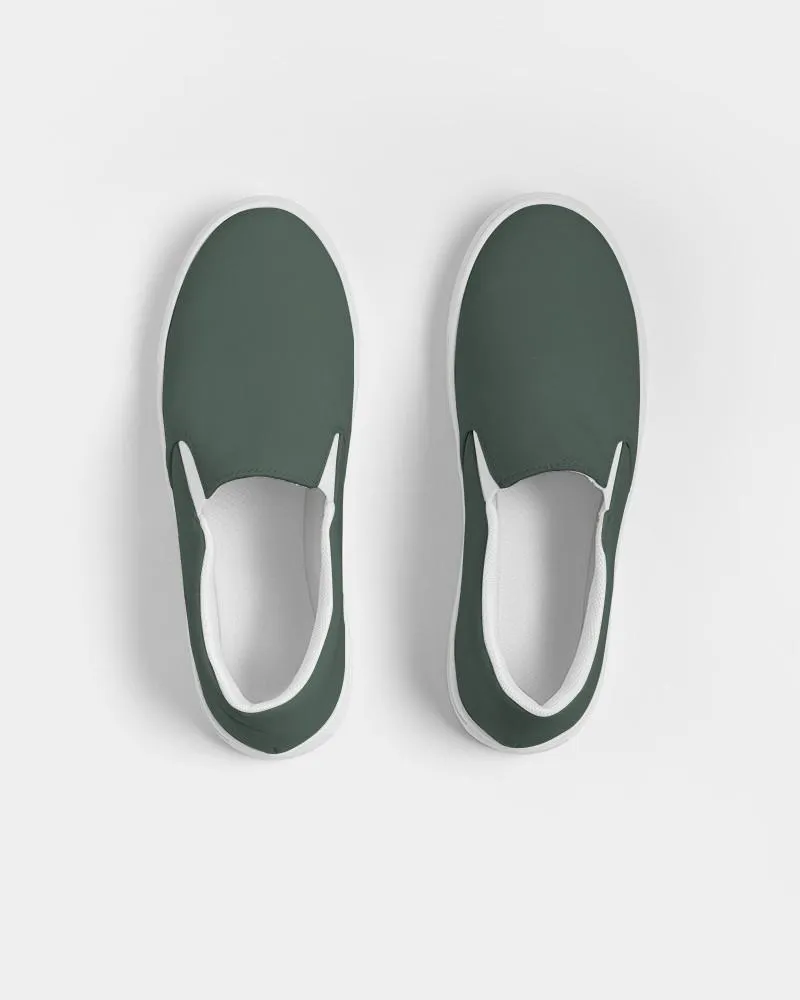 Dark Green Slip-On Canvas Sneakers | Men's | Dark Pale Pastel Green | C30M0Y30K80