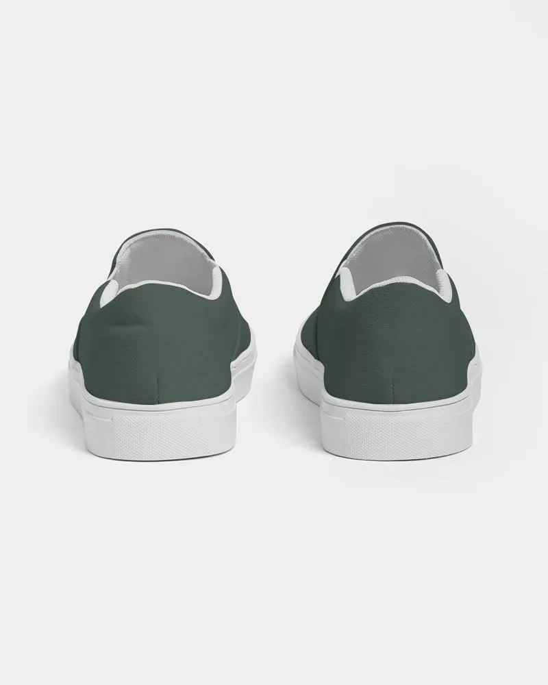 Dark Green Slip-On Canvas Sneakers | Men's | Dark Pale Pastel Green | C30M0Y30K80