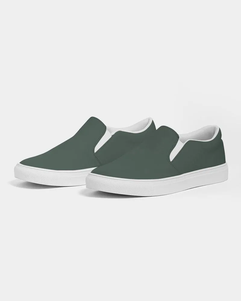 Dark Green Slip-On Canvas Sneakers | Men's | Dark Pale Pastel Green | C30M0Y30K80