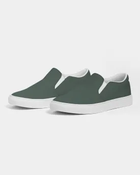 Dark Green Slip-On Canvas Sneakers | Men's | Dark Pale Pastel Green | C30M0Y30K80