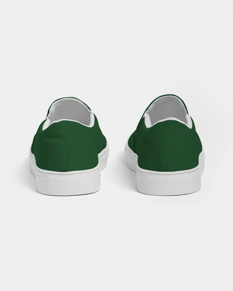 Dark Green Slip-On Canvas Sneakers | Women's | Dark Pure Green | C100M0Y100K80