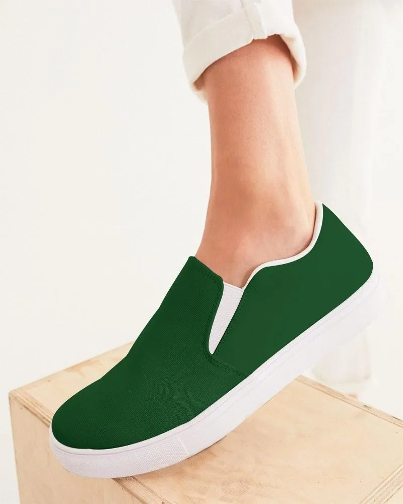Dark Green Slip-On Canvas Sneakers | Women's | Dark Pure Green | C100M0Y100K80
