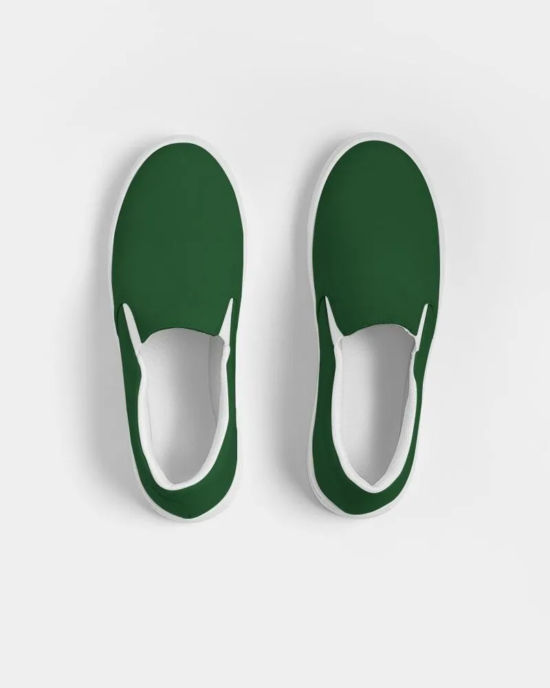 Dark Green Slip-On Canvas Sneakers | Women's | Dark Pure Green | C100M0Y100K80