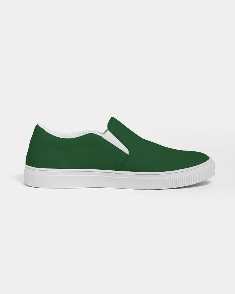 Dark Green Slip-On Canvas Sneakers | Women's | Dark Pure Green | C100M0Y100K80