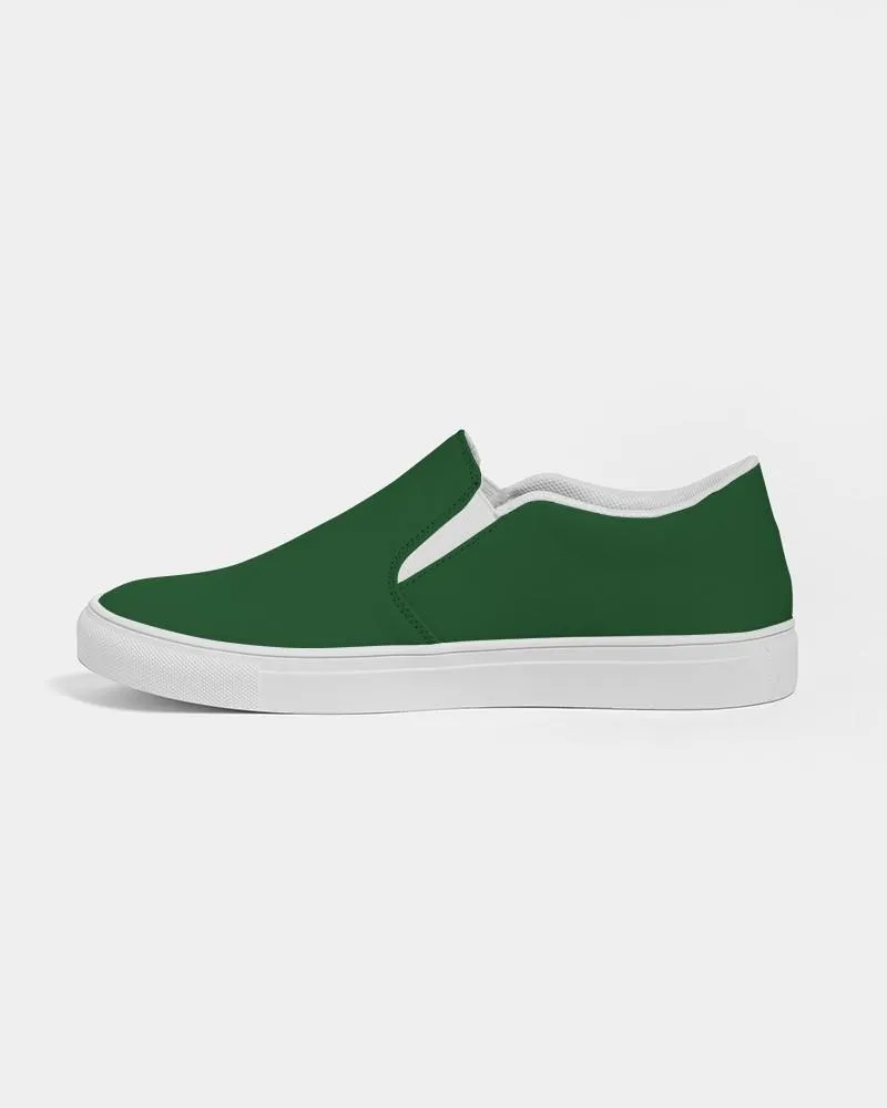 Dark Green Slip-On Canvas Sneakers | Women's | Dark Pure Green | C100M0Y100K80