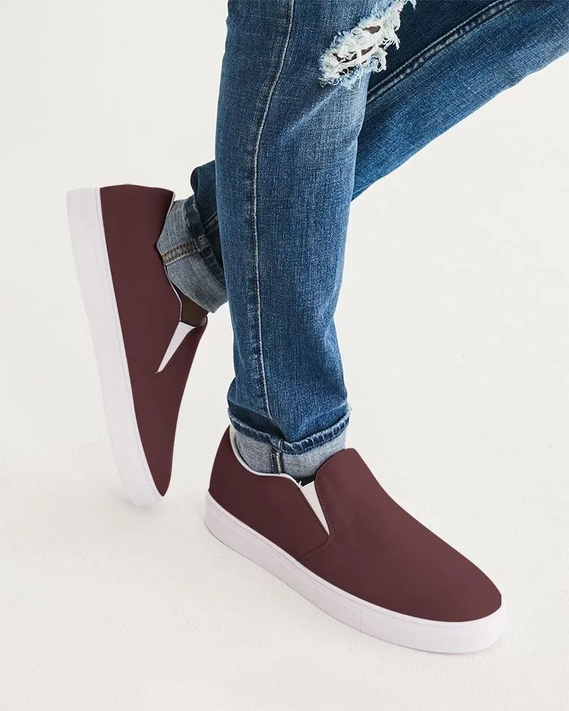 Dark Pink Brown Slip-On Canvas Sneakers | Men's | Dark Pastel Pink Brown | C0M60Y30K80