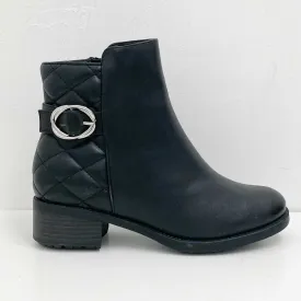 Evans Black Kylee Quilted Ankle Boots UK4