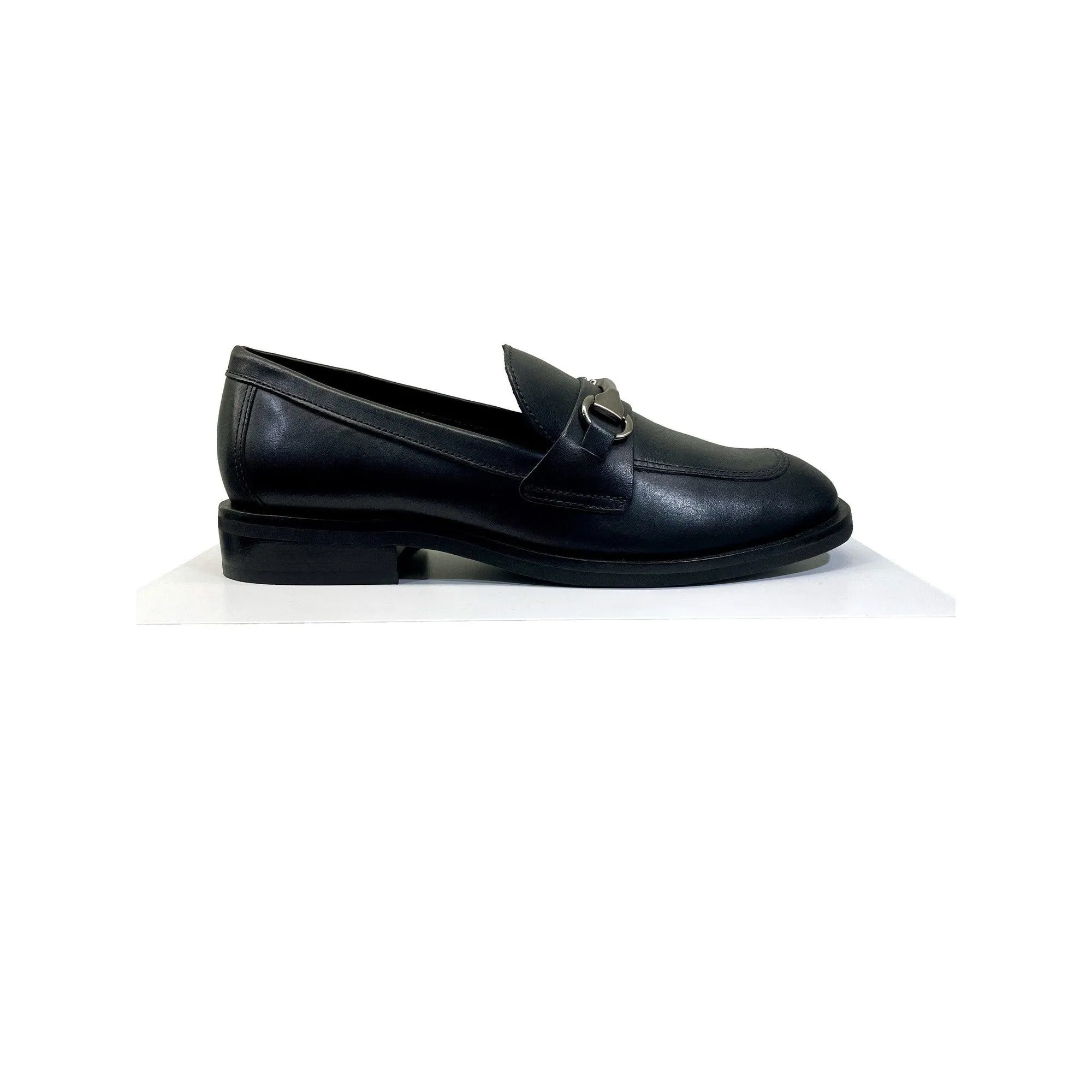 EYS India Ladies Black Leather Slip On Shoes