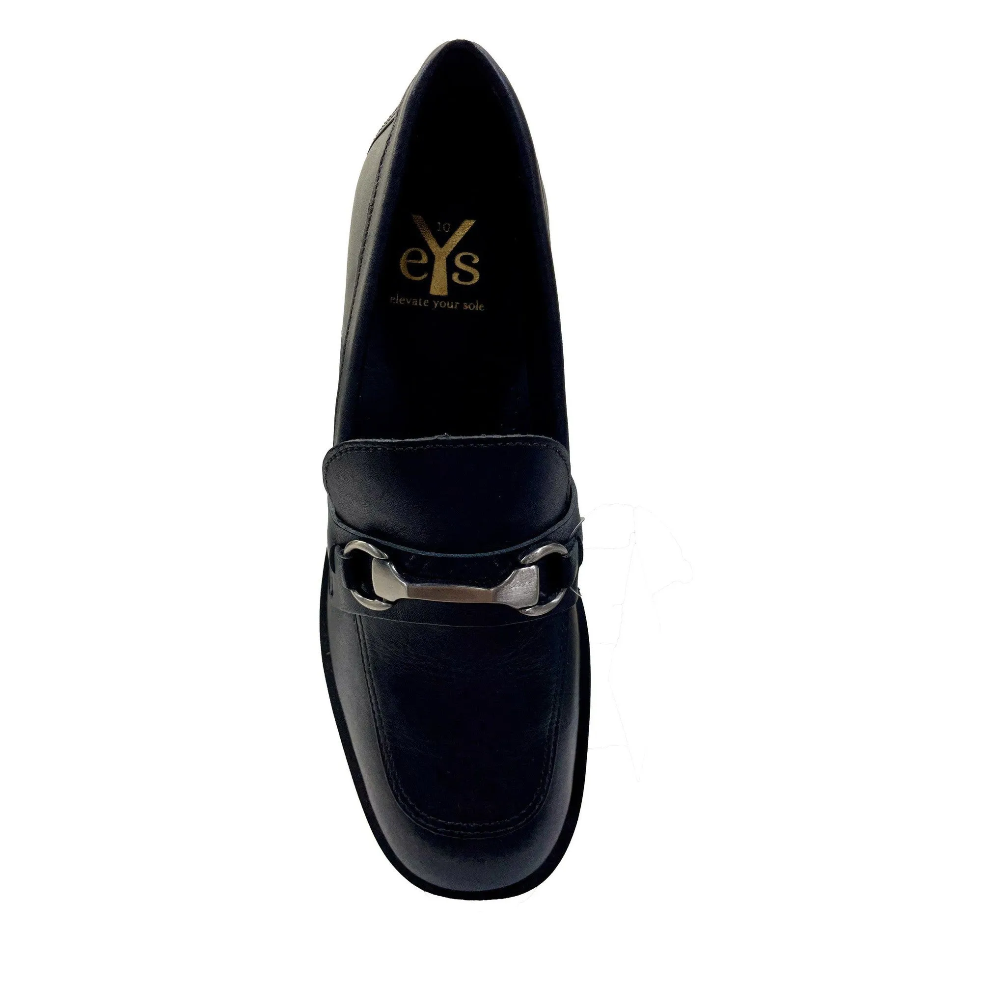 EYS India Ladies Black Leather Slip On Shoes