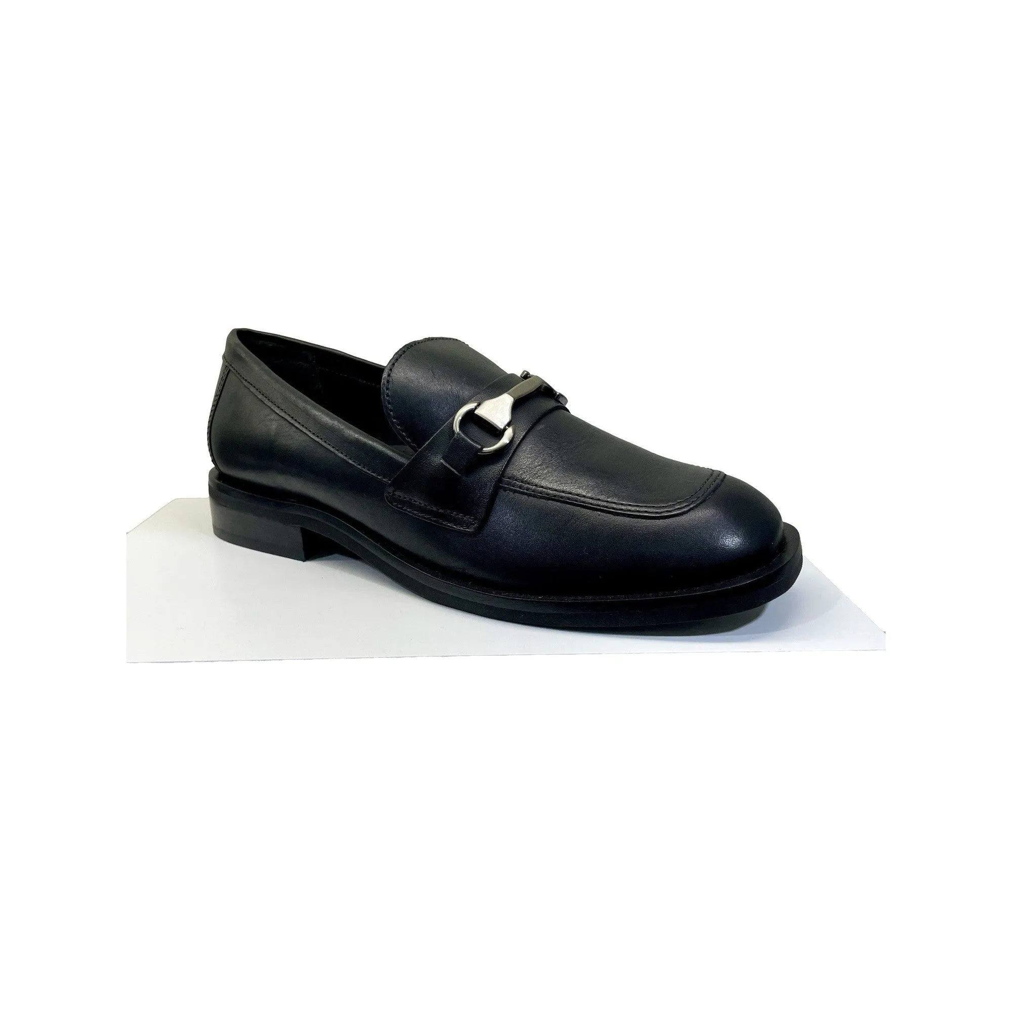 EYS India Ladies Black Leather Slip On Shoes