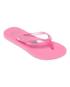 Girls Viva Sparkle Flip Flops in Bright Rose & Pink Carnation