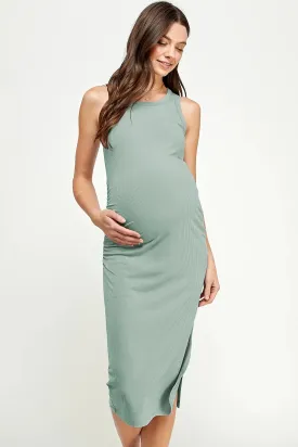 Jenna Ribbed Tank Dress W/ Ruching