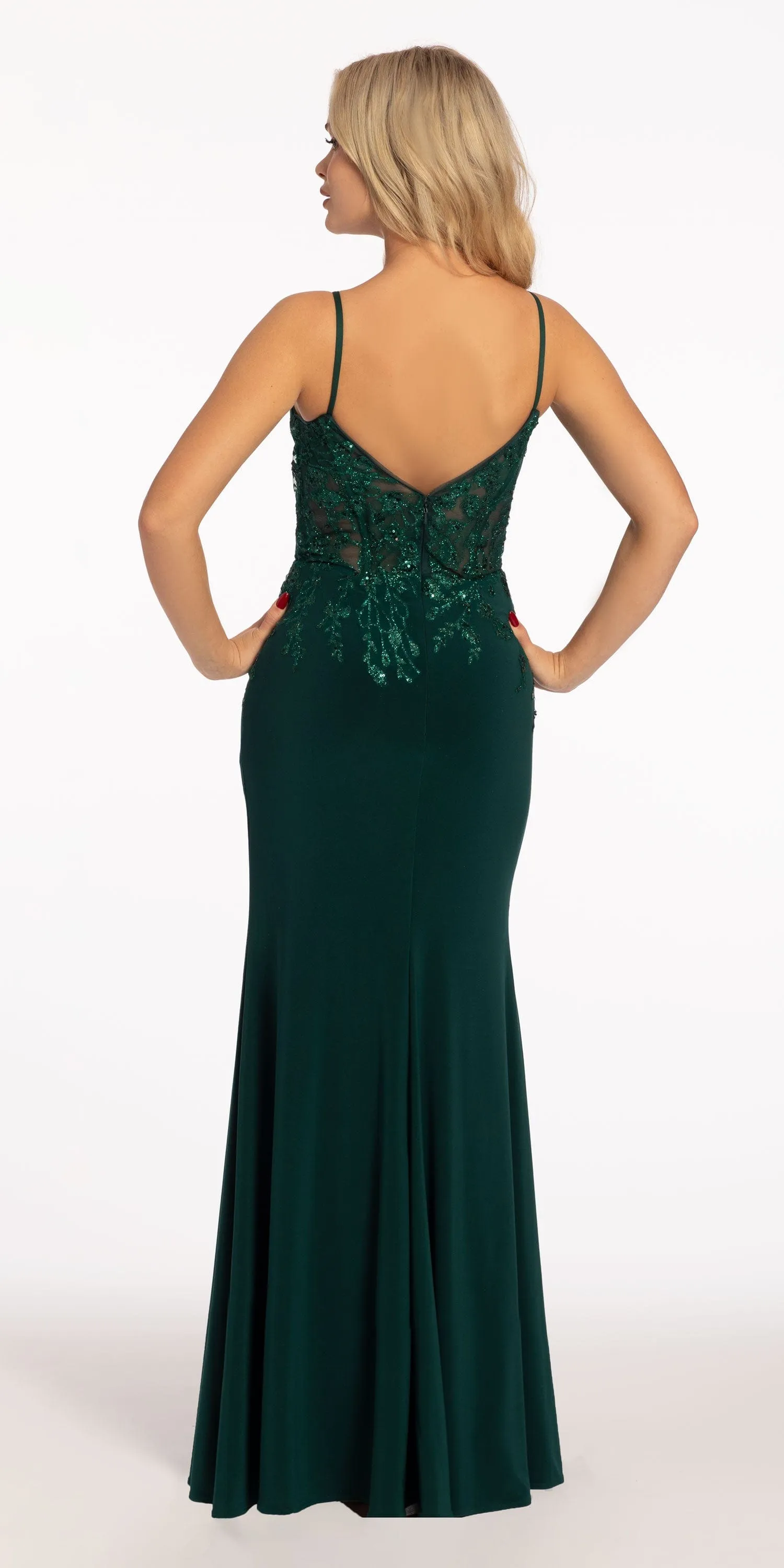Jersey Illusion Glitter Sweetheart Corset Column Dress