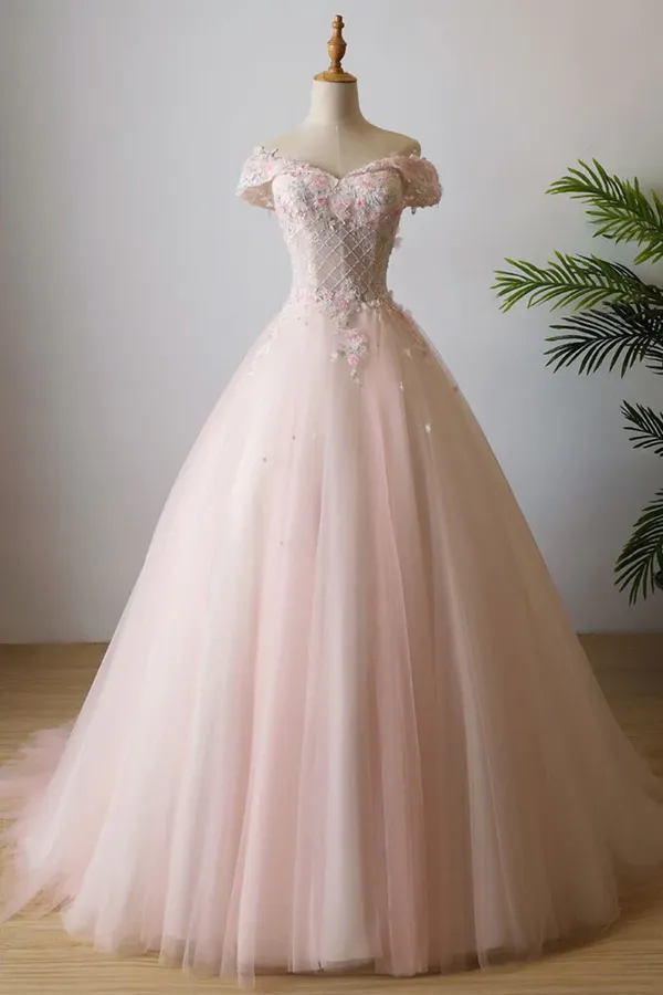 Kateprom Ball Gown Long Prom Dress Applique Formal Evening Dress KPP1626