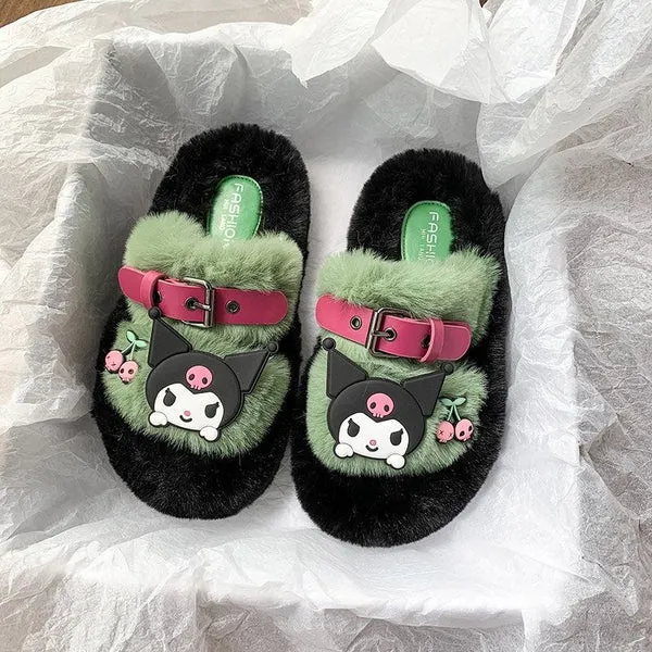 Kuro Open-Toe Cozy Fuzzy Slippers