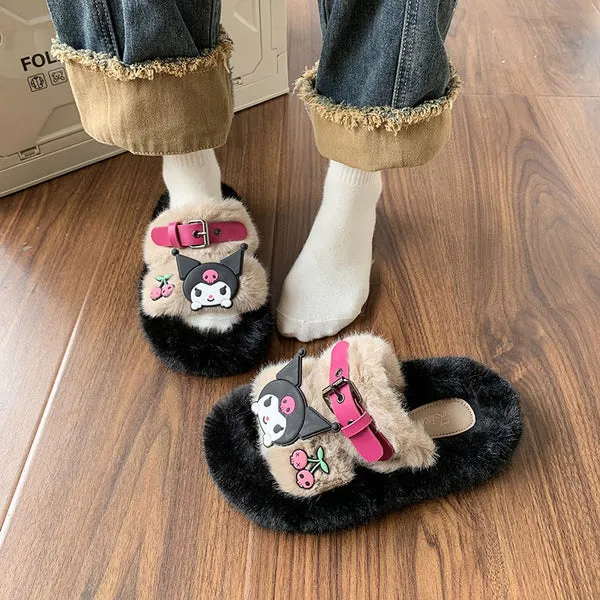 Kuro Open-Toe Cozy Fuzzy Slippers