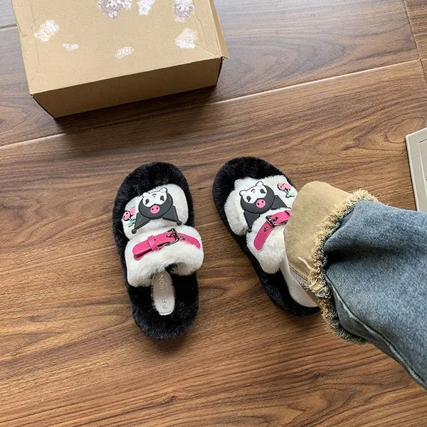 Kuro Open-Toe Cozy Fuzzy Slippers
