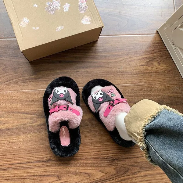 Kuro Open-Toe Cozy Fuzzy Slippers