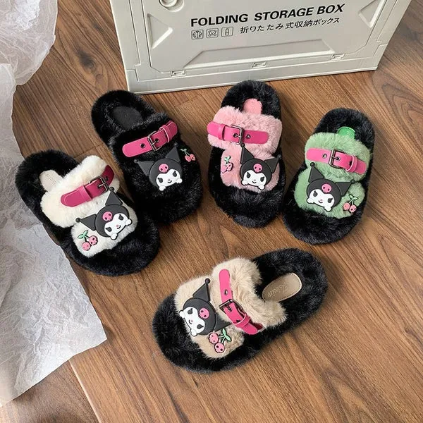 Kuro Open-Toe Cozy Fuzzy Slippers