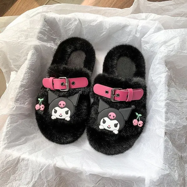 Kuro Open-Toe Cozy Fuzzy Slippers
