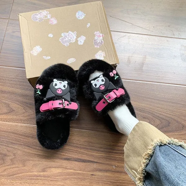 Kuro Open-Toe Cozy Fuzzy Slippers