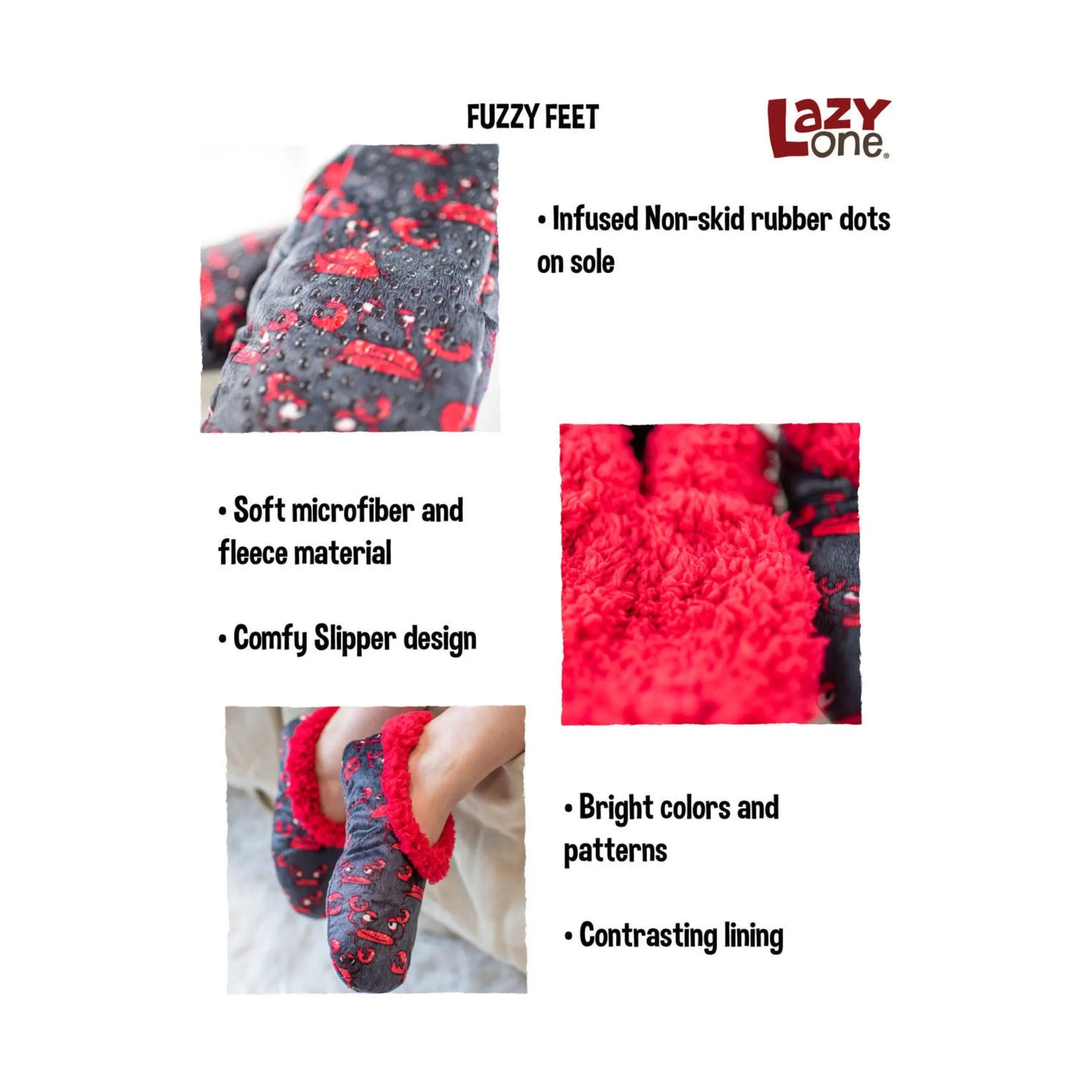 Lazy One Happy Camper Bear Fuzzy Slippers - Black - ONLINE STORE CREDIT/EXCHANGE ONLY