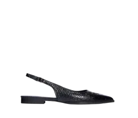 Marie Slingback Flats in Croco Black