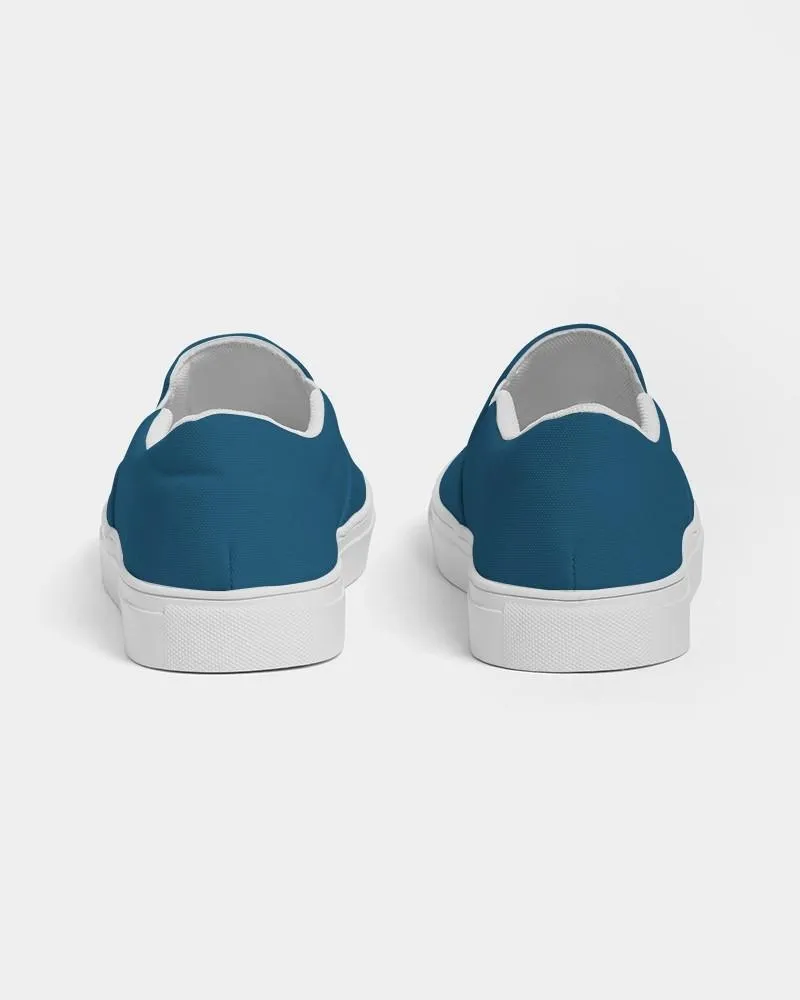 Medium Dark Blue Cyan Slip-On Canvas Sneakers | Men's | Medium Dark Pure Blue Cyan | C100M25Y0K60