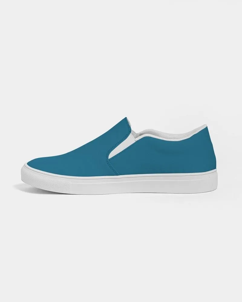 Medium Dark Cyan Slip-On Canvas Sneakers | Women's | Medium Dark Pure Cyan | C100M0Y0K60