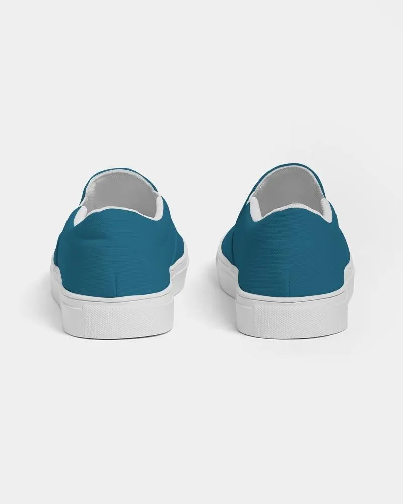 Medium Dark Cyan Slip-On Canvas Sneakers | Women's | Medium Dark Pure Cyan | C100M0Y0K60