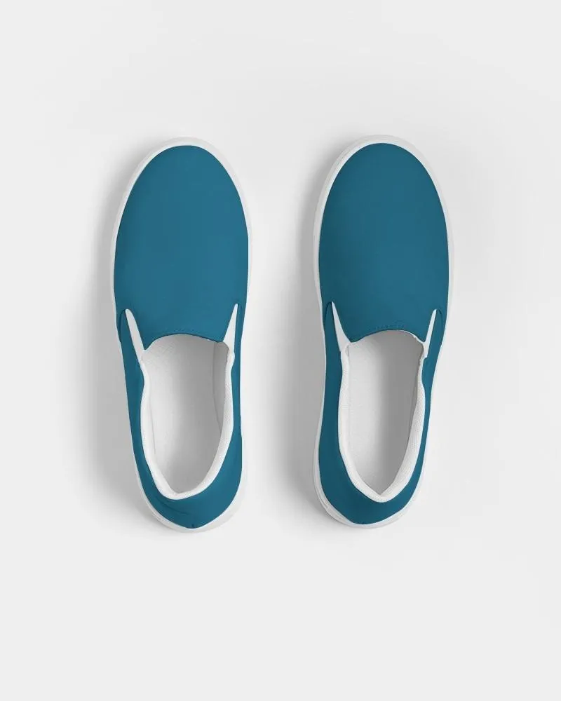 Medium Dark Cyan Slip-On Canvas Sneakers | Women's | Medium Dark Pure Cyan | C100M0Y0K60