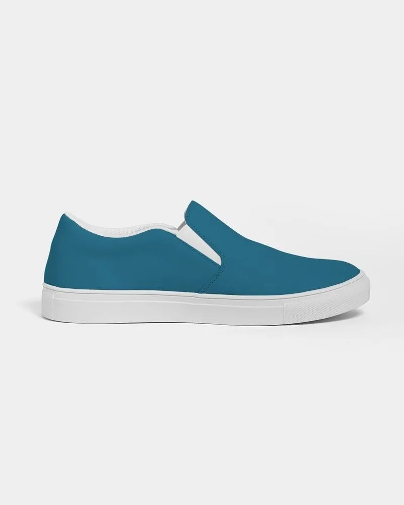 Medium Dark Cyan Slip-On Canvas Sneakers | Women's | Medium Dark Pure Cyan | C100M0Y0K60