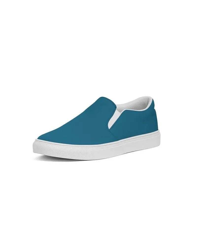 Medium Dark Cyan Slip-On Canvas Sneakers | Women's | Medium Dark Pure Cyan | C100M0Y0K60