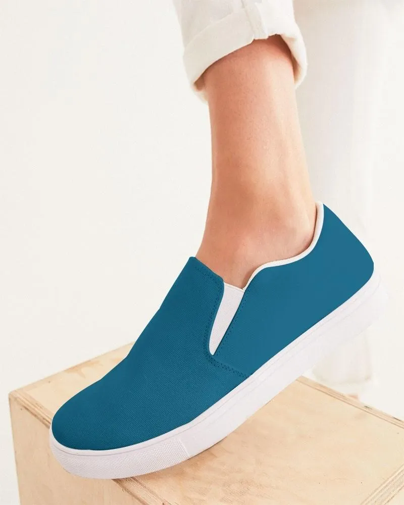 Medium Dark Cyan Slip-On Canvas Sneakers | Women's | Medium Dark Pure Cyan | C100M0Y0K60