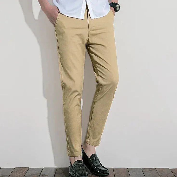 Mens Chino Pants  Slim Fit  100% Cotton  Tailored Look  Full Length