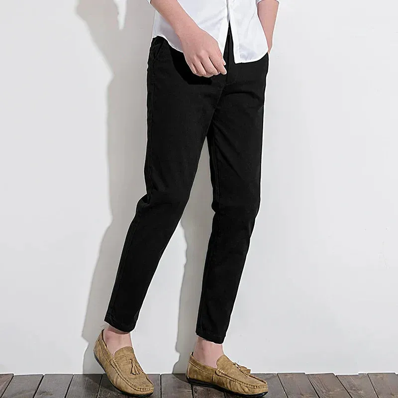 Mens Chino Pants  Slim Fit  100% Cotton  Tailored Look  Full Length