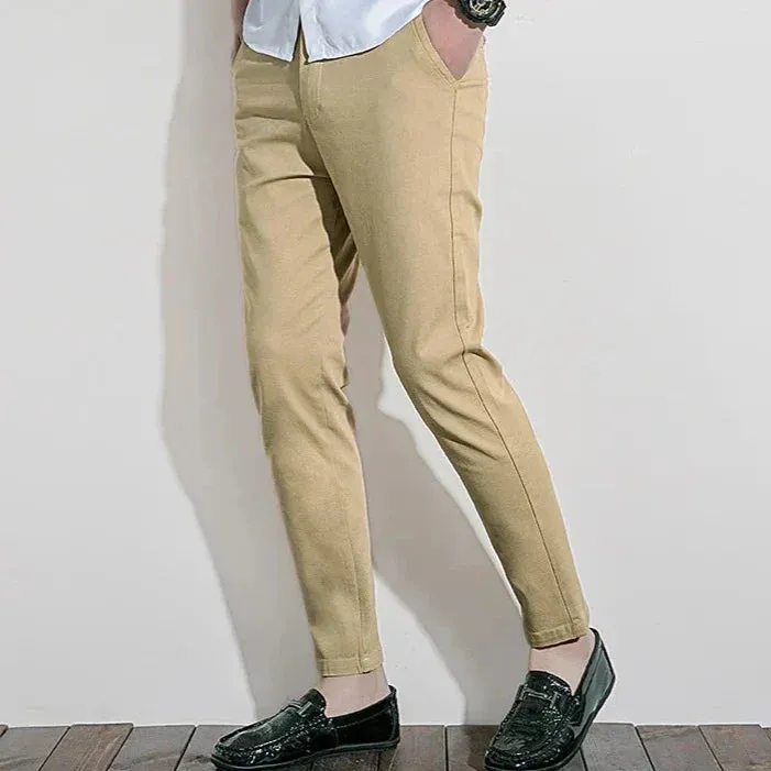 Mens Chino Pants  Slim Fit  100% Cotton  Tailored Look  Full Length